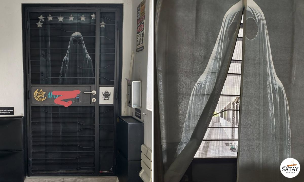 Hougang Resident Erects Eerily Realistic Ghost Décor, Jokes He’ll Never Get Shopee Deliveries Again